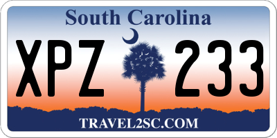 SC license plate XPZ233