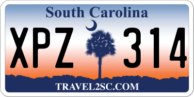 SC license plate XPZ314
