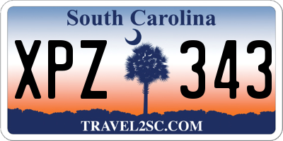 SC license plate XPZ343