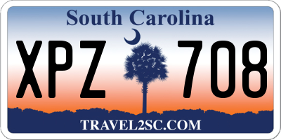 SC license plate XPZ708