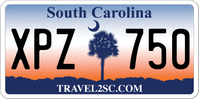 SC license plate XPZ750