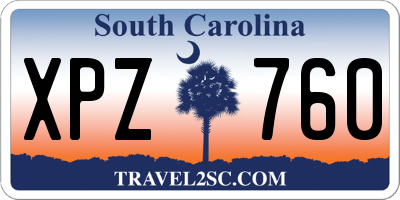 SC license plate XPZ760