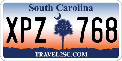 SC license plate XPZ768