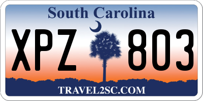 SC license plate XPZ803