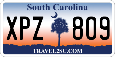 SC license plate XPZ809