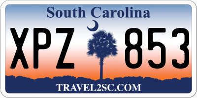 SC license plate XPZ853