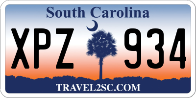 SC license plate XPZ934
