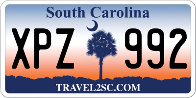 SC license plate XPZ992
