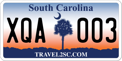 SC license plate XQA003