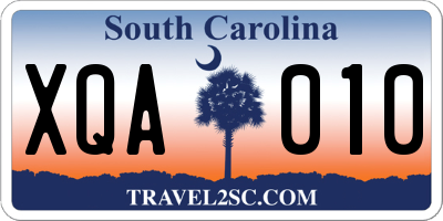 SC license plate XQA010