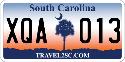 SC license plate XQA013