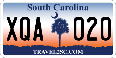 SC license plate XQA020