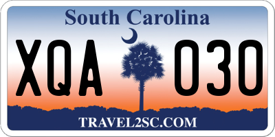 SC license plate XQA030