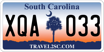 SC license plate XQA033