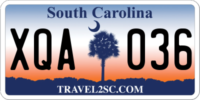 SC license plate XQA036