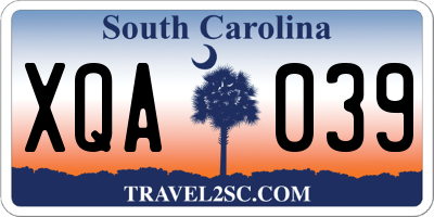SC license plate XQA039
