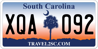 SC license plate XQA092