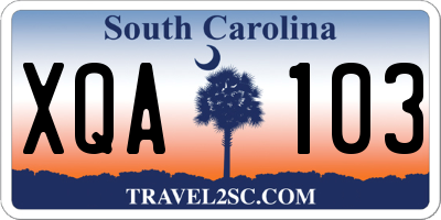 SC license plate XQA103