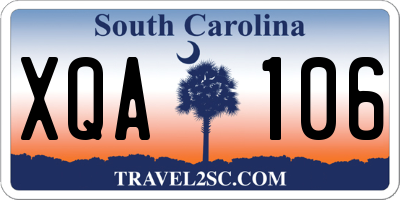 SC license plate XQA106