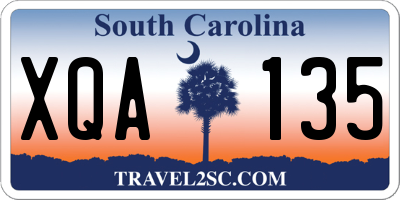 SC license plate XQA135