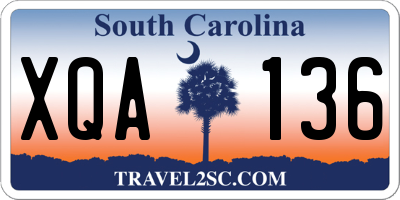 SC license plate XQA136