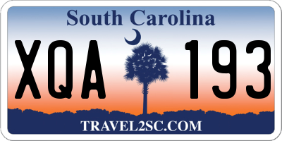 SC license plate XQA193