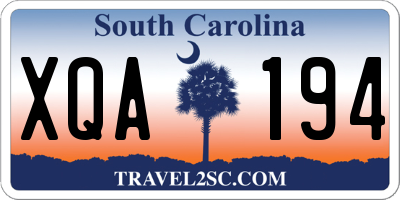 SC license plate XQA194