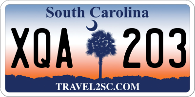 SC license plate XQA203