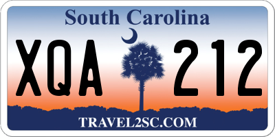 SC license plate XQA212