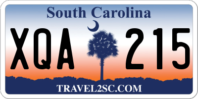 SC license plate XQA215