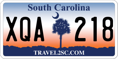 SC license plate XQA218