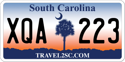SC license plate XQA223