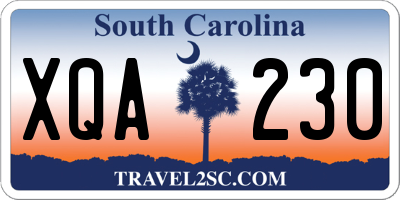 SC license plate XQA230