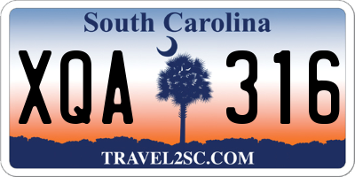 SC license plate XQA316