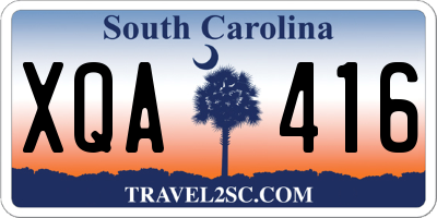 SC license plate XQA416