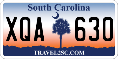 SC license plate XQA630