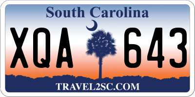 SC license plate XQA643