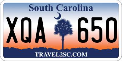 SC license plate XQA650