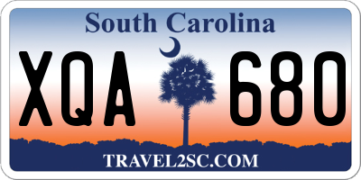 SC license plate XQA680