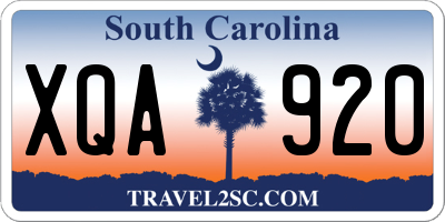 SC license plate XQA920