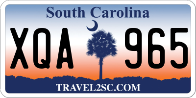 SC license plate XQA965