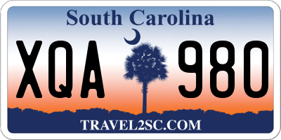 SC license plate XQA980