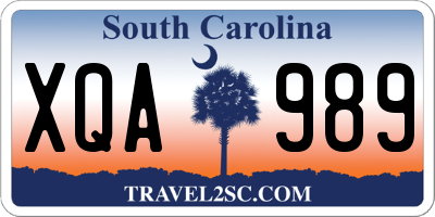 SC license plate XQA989