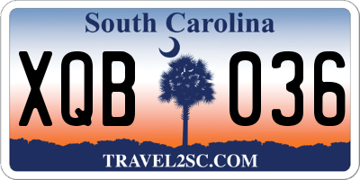 SC license plate XQB036