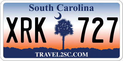SC license plate XRK727
