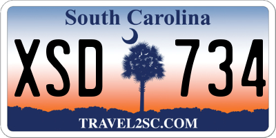 SC license plate XSD734