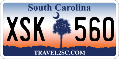 SC license plate XSK560