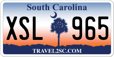 SC license plate XSL965
