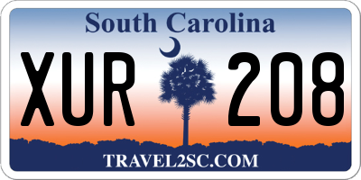SC license plate XUR208