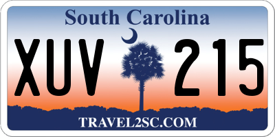 SC license plate XUV215